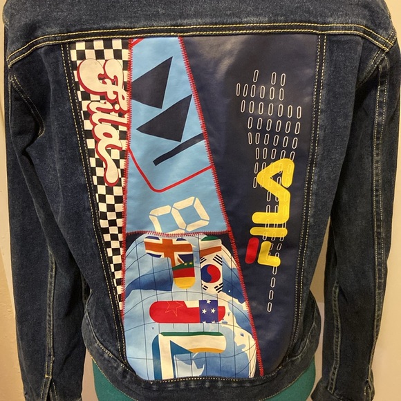 Fila Jackets & Blazers - Fila Jean Jacket w/Colorful Back Zip & Button Front 2 Pockets Pristine LG
